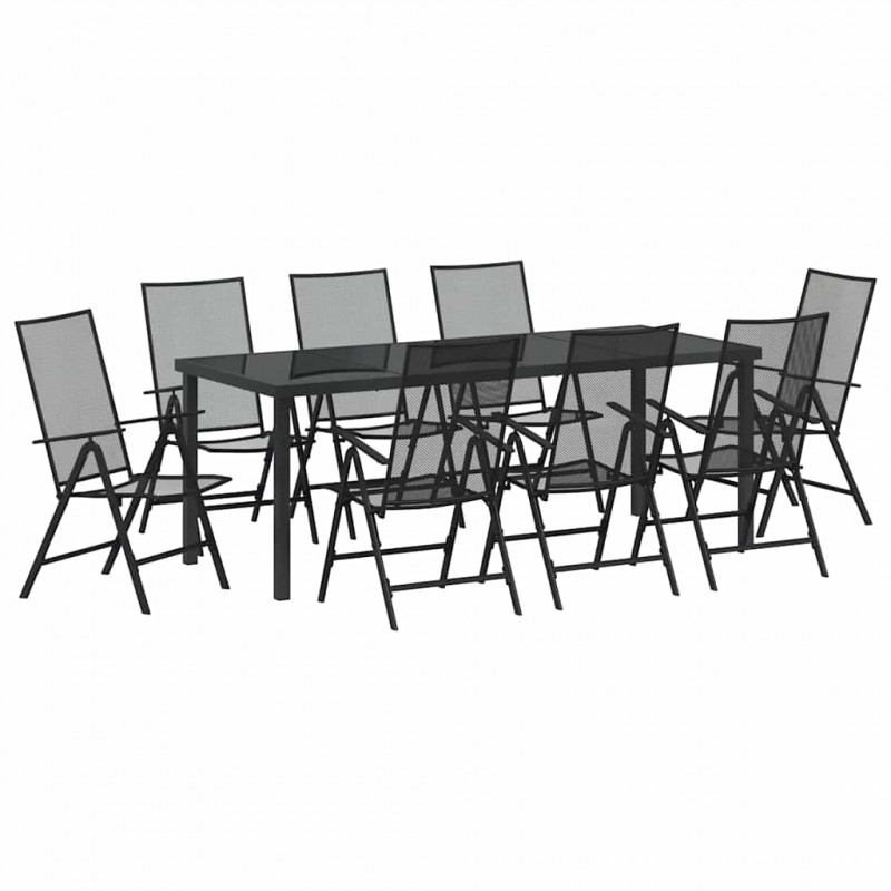 Zestaw do jadalni w ogrodzie 9 pcs Antracyt