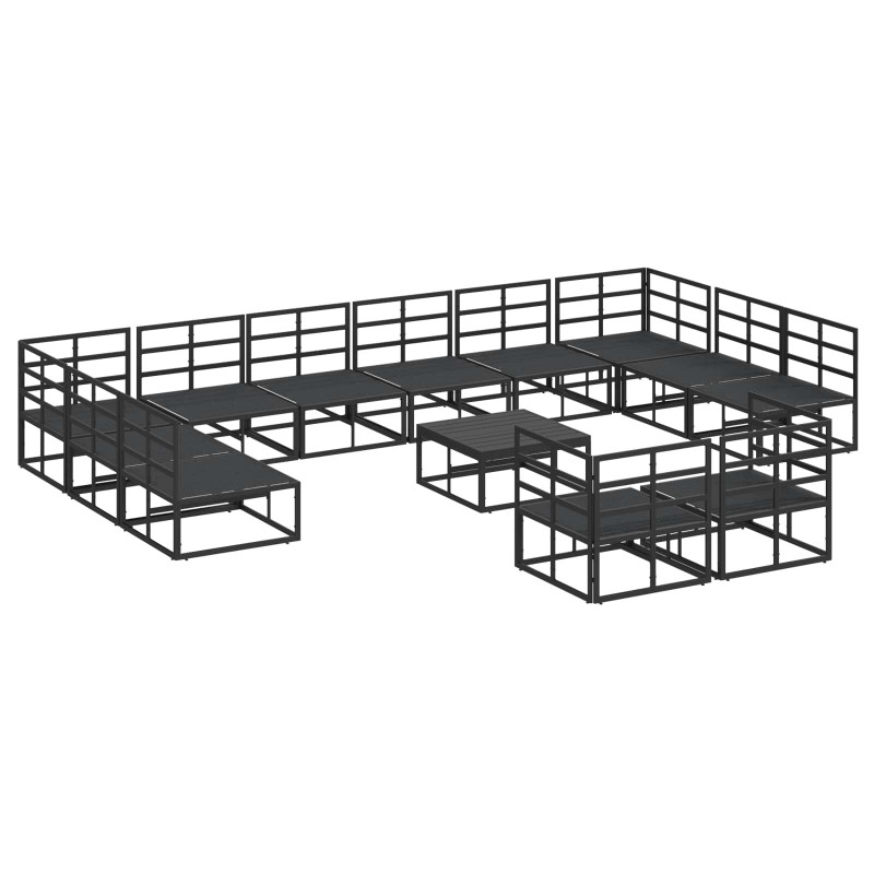 Zestaw Sof na Ogród z poduszką 13 pcs Czarny Aluminium