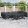 Zestaw Sof na Ogród z poduszką 13 pcs Czarny Aluminium