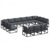 Zestaw Sof na Ogród z poduszką 13 pcs Czarny Aluminium