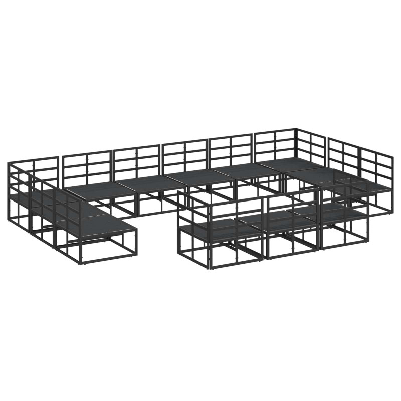 Zestaw Sof na Ogród z poduszką 13 pcs Czarny Aluminium
