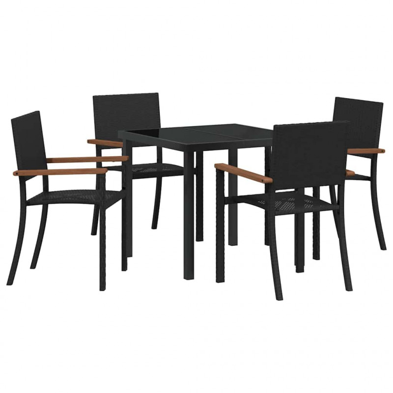 Zestaw do jadalni w ogrodzie 5 pcs Czarny
