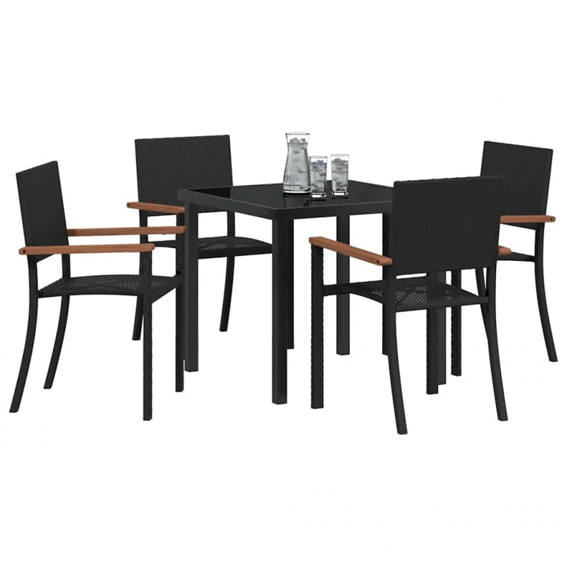 Zestaw do jadalni w ogrodzie 5 pcs Czarny