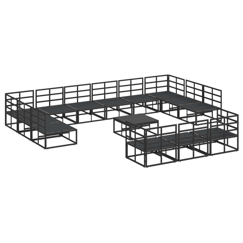 Zestaw Sof na Ogród z poduszką 14 pcs Czarny Aluminium
