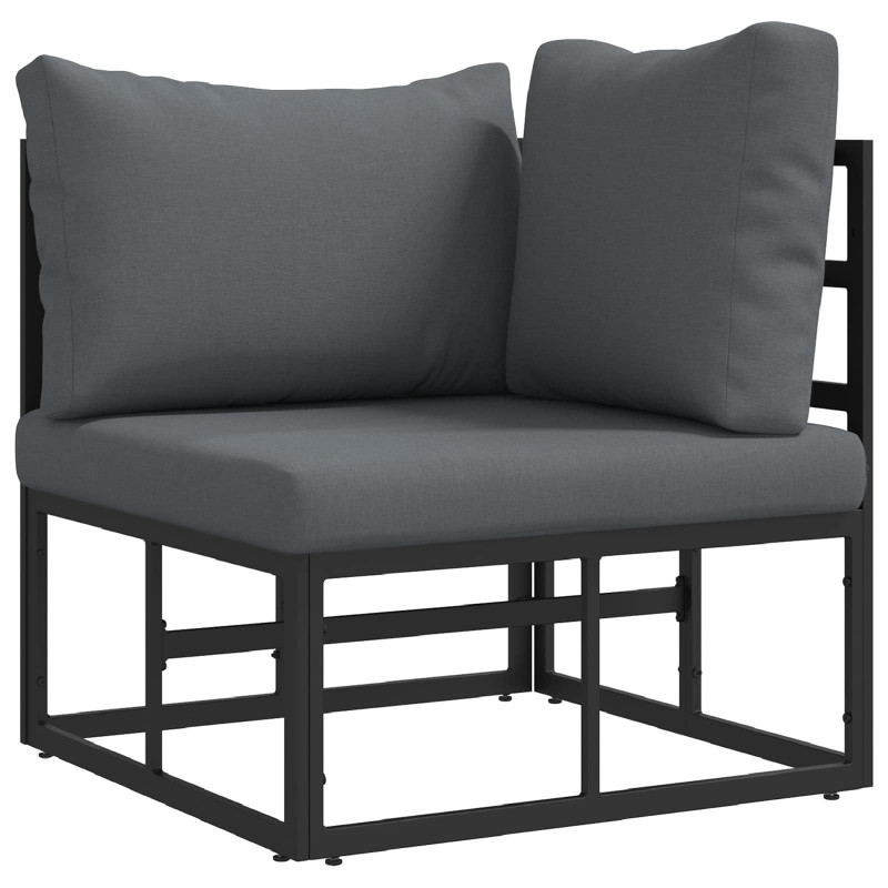 Zestaw Sof na Ogród z poduszką 14 pcs Czarny Aluminium