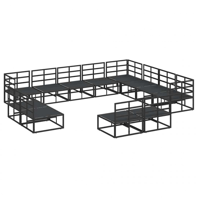 Zestaw Sof na Ogród z poduszką 12 pcs Czarny Aluminium