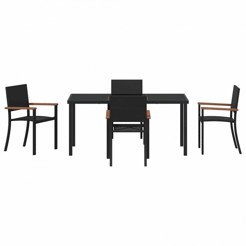 Zestaw do jadalni w ogrodzie 5 pcs Czarny