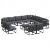 Zestaw Sof na Ogród z poduszką 13 pcs Czarny Aluminium