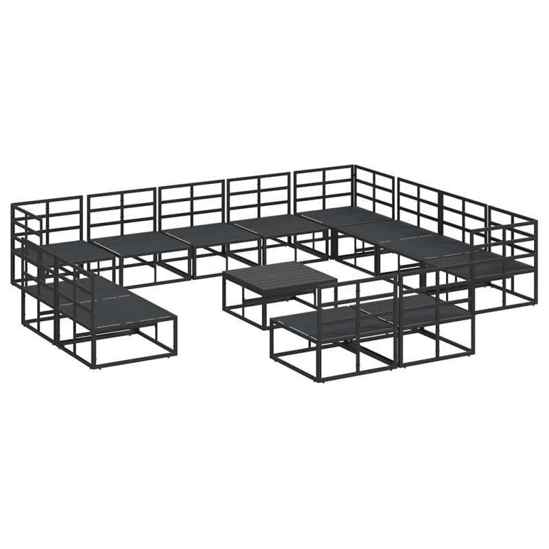 Zestaw Sof na Ogród z poduszką 13 pcs Czarny Aluminium