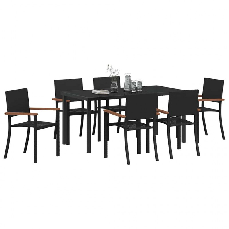 Zestaw do jadalni w ogrodzie 7 pcs Czarny