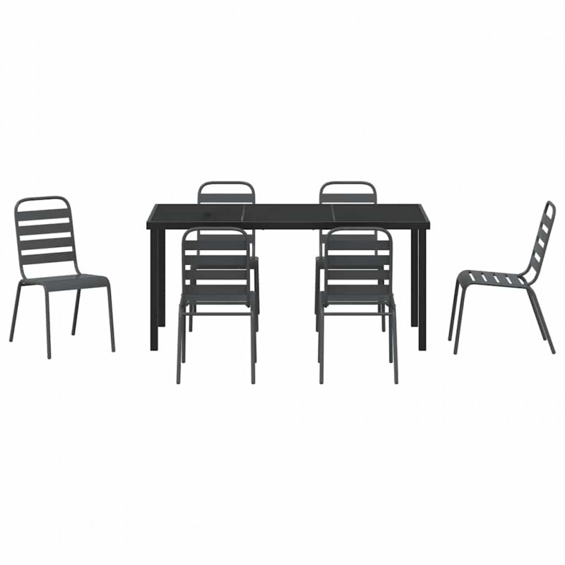 Zestaw do jadalni w ogrodzie 7 pcs Antracyt