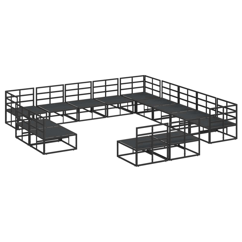 Zestaw Sof na Ogród z poduszką 13 pcs Czarny Aluminium