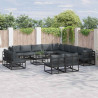 Zestaw Sof na Ogród z poduszką 14 pcs Czarny Aluminium