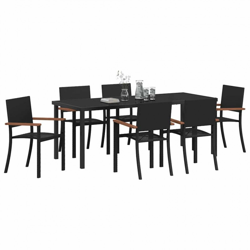 Zestaw do jadalni w ogrodzie 7 pcs Czarny