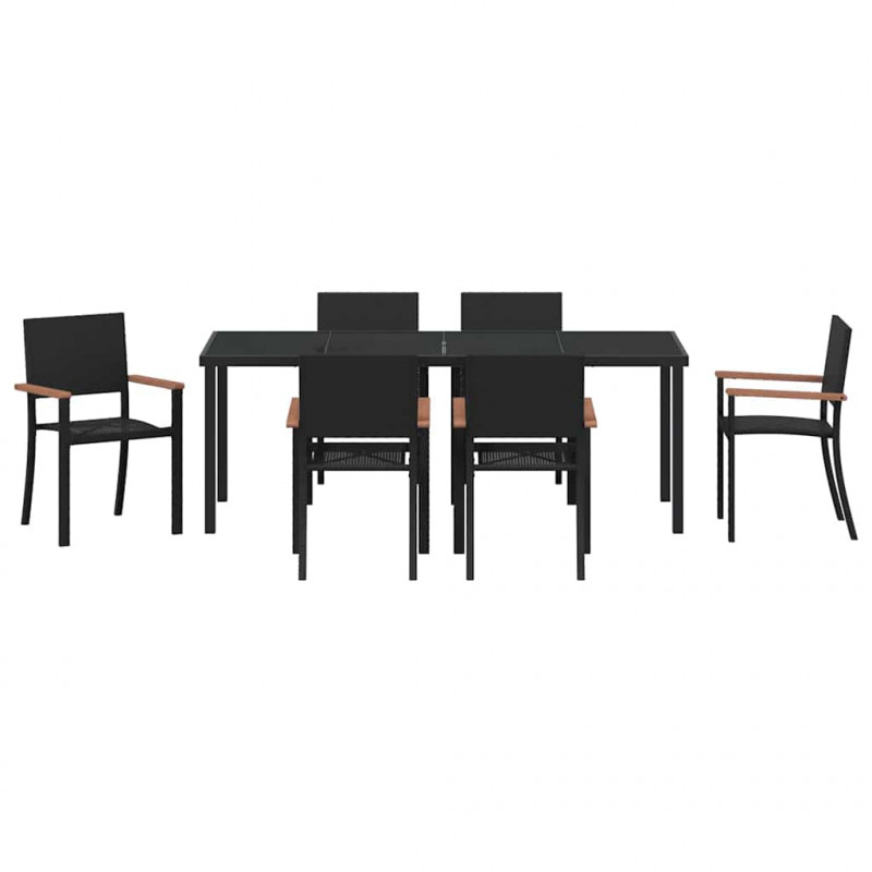 Zestaw do jadalni w ogrodzie 7 pcs Czarny