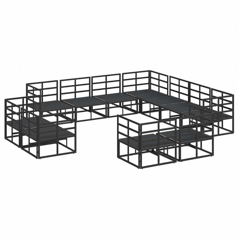 Zestaw Sof na Ogród z poduszką 11 pcs Czarny Aluminium