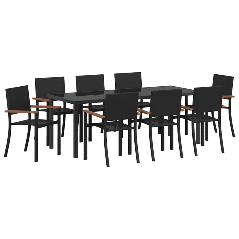 Zestaw do jadalni w ogrodzie 9 pcs Czarny