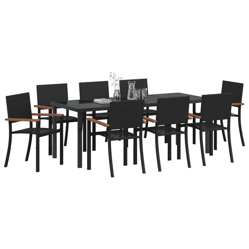 Zestaw do jadalni w ogrodzie 9 pcs Czarny