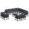 Zestaw Sof na Ogród z poduszką 12 pcs Czarny Aluminium