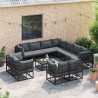 Zestaw Sof na Ogród z poduszką 12 pcs Czarny Aluminium