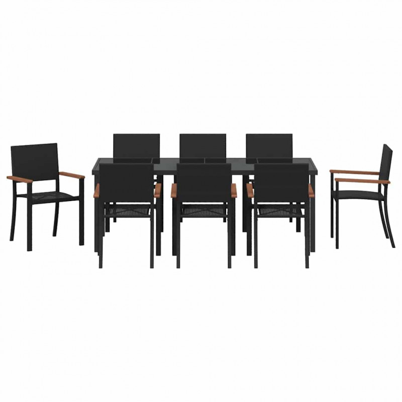 Zestaw do jadalni w ogrodzie 9 pcs Czarny