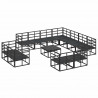 Zestaw Sof na Ogród z poduszką 12 pcs Czarny Aluminium