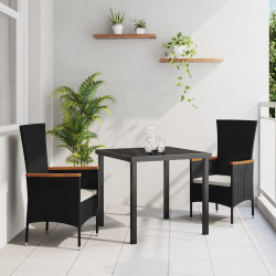 Zestaw do jadalni w ogrodzie z poduszką 3 pcs Czarny