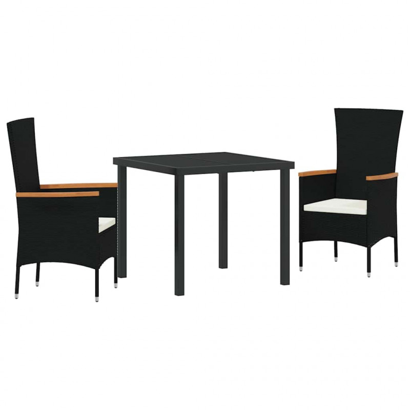 Zestaw do jadalni w ogrodzie z poduszką 3 pcs Czarny