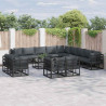 Zestaw Sof na Ogród z poduszką 14 pcs Czarny Aluminium