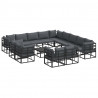 Zestaw Sof na Ogród z poduszką 14 pcs Czarny Aluminium