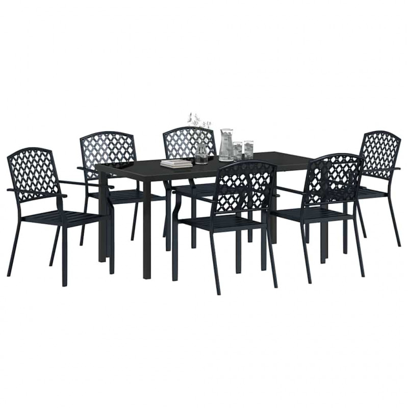 Zestaw do jadalni w ogrodzie 7 pcs Antracyt