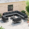 Zestaw Sof na Ogród z poduszką 14 pcs Czarny Aluminium