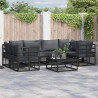 Zestaw Sof na Ogród z poduszką 6 pcs Czarny Aluminium