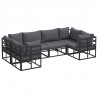 Zestaw Sof na Ogród z poduszką 6 pcs Czarny Aluminium