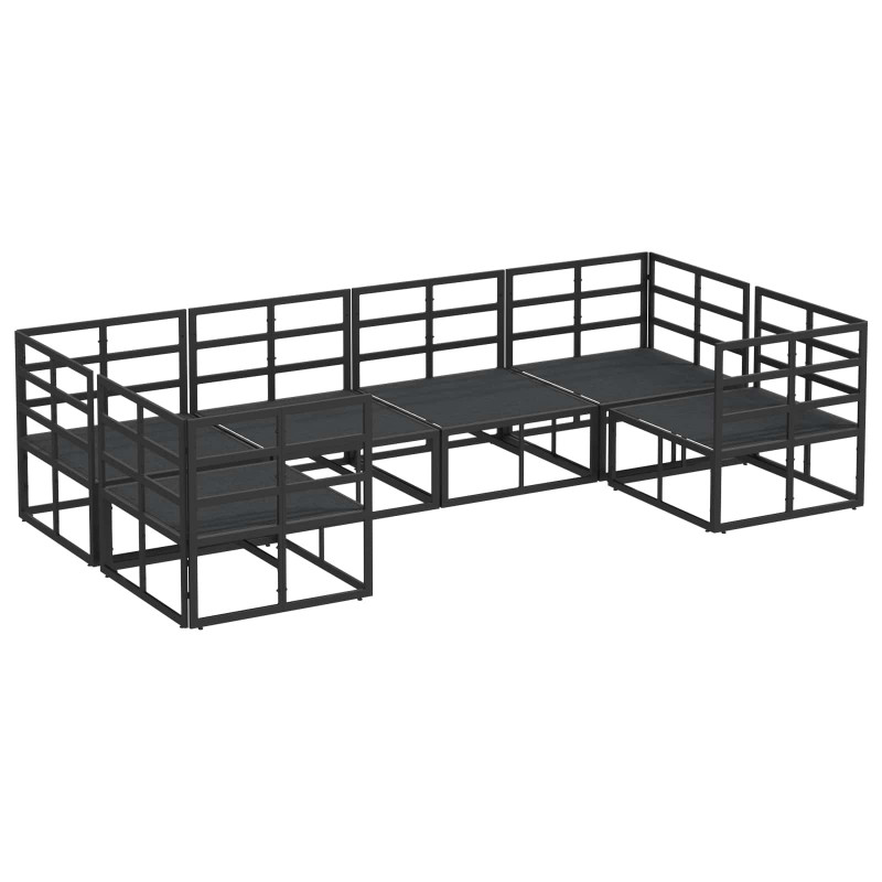 Zestaw Sof na Ogród z poduszką 6 pcs Czarny Aluminium
