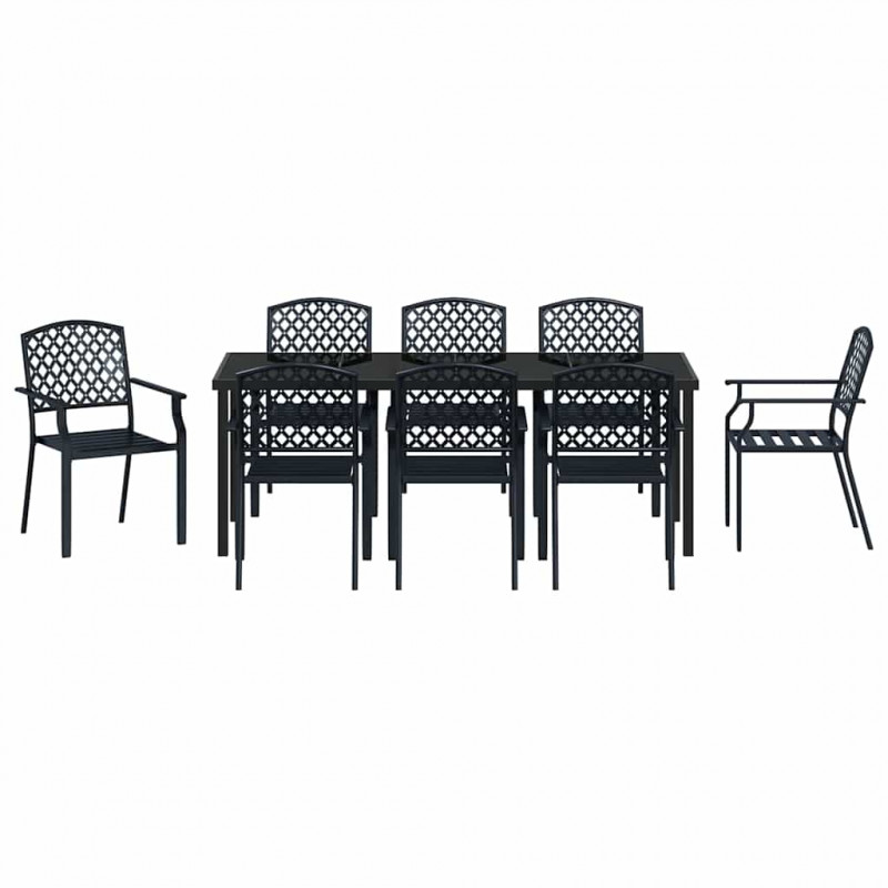 Zestaw do jadalni w ogrodzie 9 pcs Antracyt