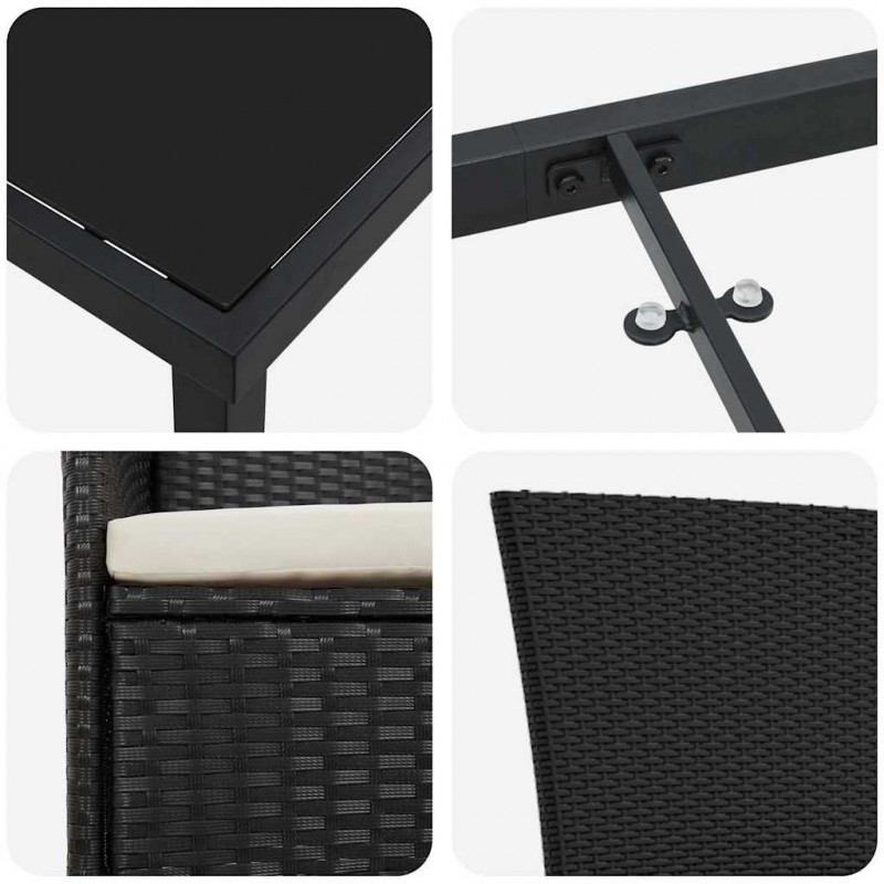 Zestaw do jadalni w ogrodzie z poduszką 7 pcs Czarny