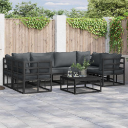 Zestaw Sof na Ogród z poduszką 7 pcs Czarny Aluminium