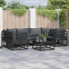 Zestaw Sof na Ogród z poduszką 7 pcs Czarny Aluminium