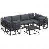 Zestaw Sof na Ogród z poduszką 7 pcs Czarny Aluminium