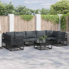 Zestaw Sof na Ogród z poduszką 7 pcs Czarny Aluminium