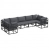 Zestaw Sof na Ogród z poduszką 7 pcs Czarny Aluminium