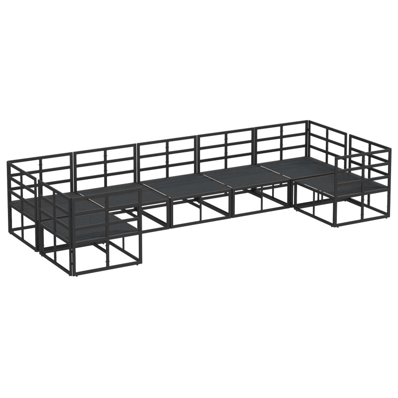 Zestaw Sof na Ogród z poduszką 7 pcs Czarny Aluminium