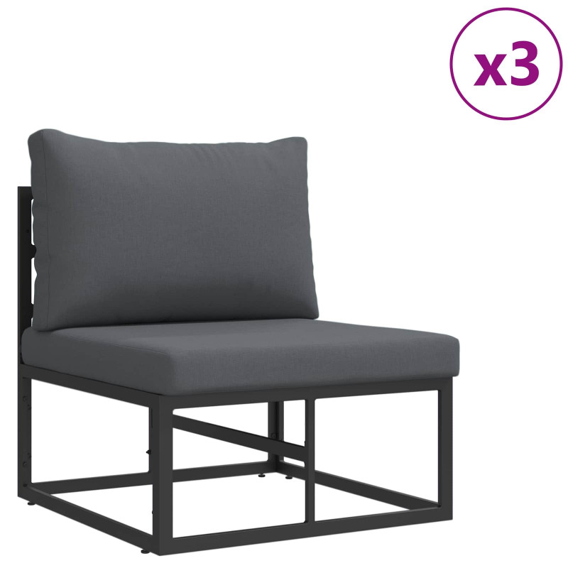 Zestaw Sof na Ogród z poduszką 8 pcs Czarny Aluminium