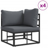Zestaw Sof na Ogród z poduszką 8 pcs Czarny Aluminium