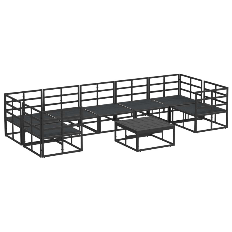 Zestaw Sof na Ogród z poduszką 8 pcs Czarny Aluminium