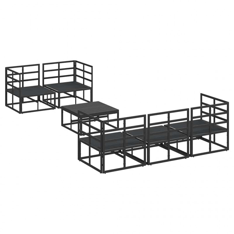 Zestaw Sof na Ogród z poduszką 6 pcs Czarny Stal