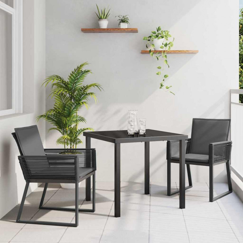 Zestaw do jadalni w ogrodzie 3 pcs Czarny