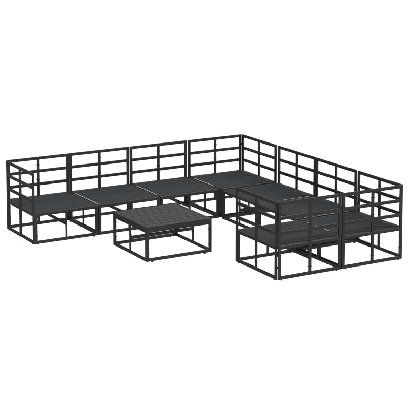 Zestaw Sof na Ogród z poduszką 9 pcs Czarny Stal