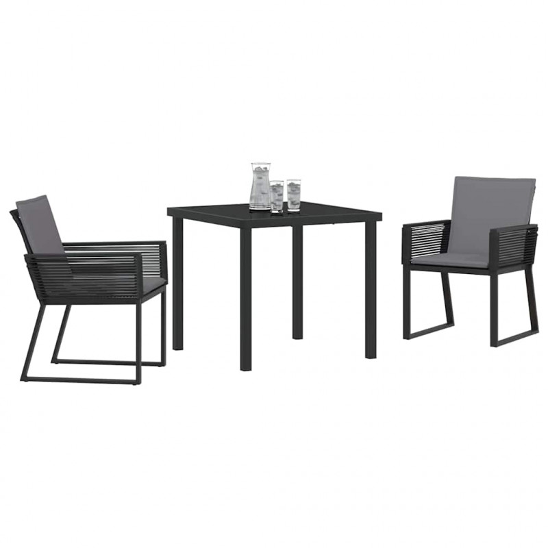 Zestaw do jadalni w ogrodzie 3 pcs Czarny
